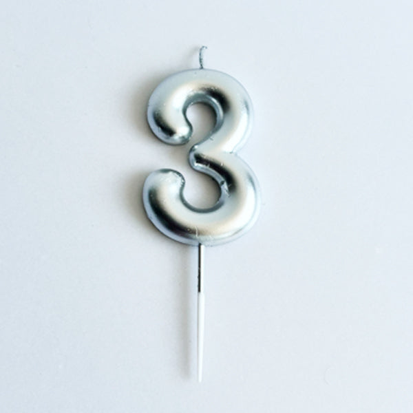 Silver Number Candle