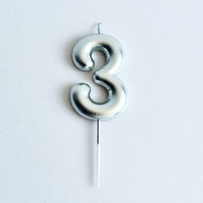 Silver Number Candle