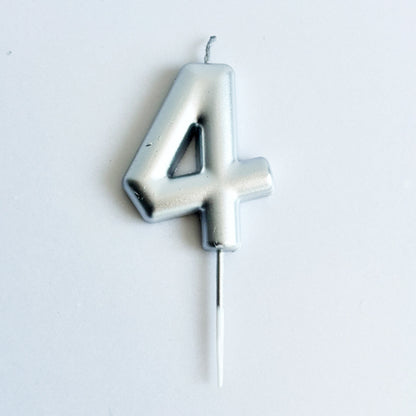 Silver Number Candle