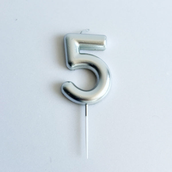 Silver Number Candle