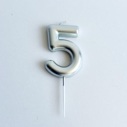 Silver Number Candle