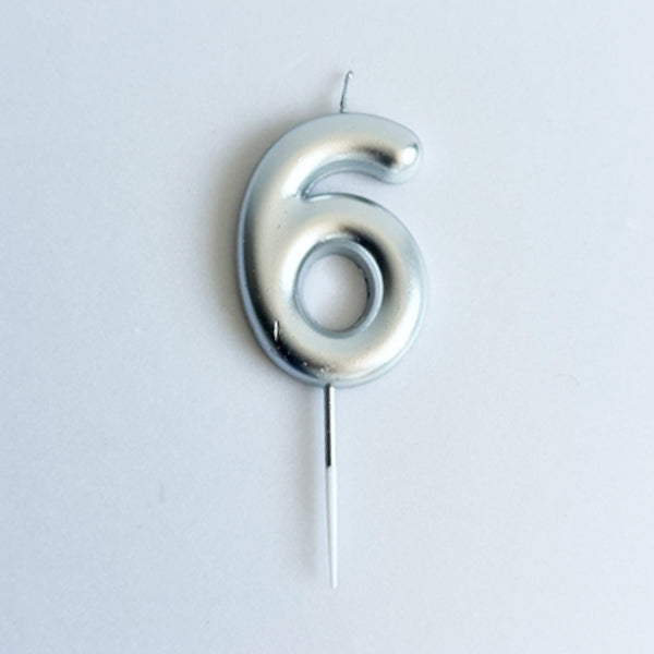 Silver Number Candle