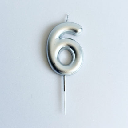 Silver Number Candle
