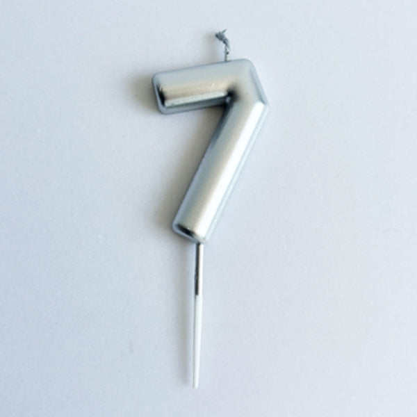 Silver Number Candle
