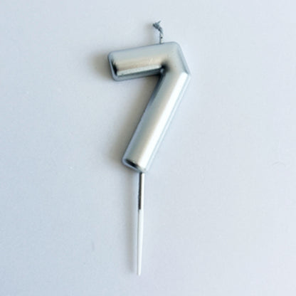 Silver Number Candle