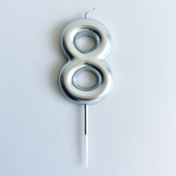 Silver Number Candle