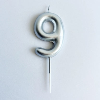 Silver Number Candle