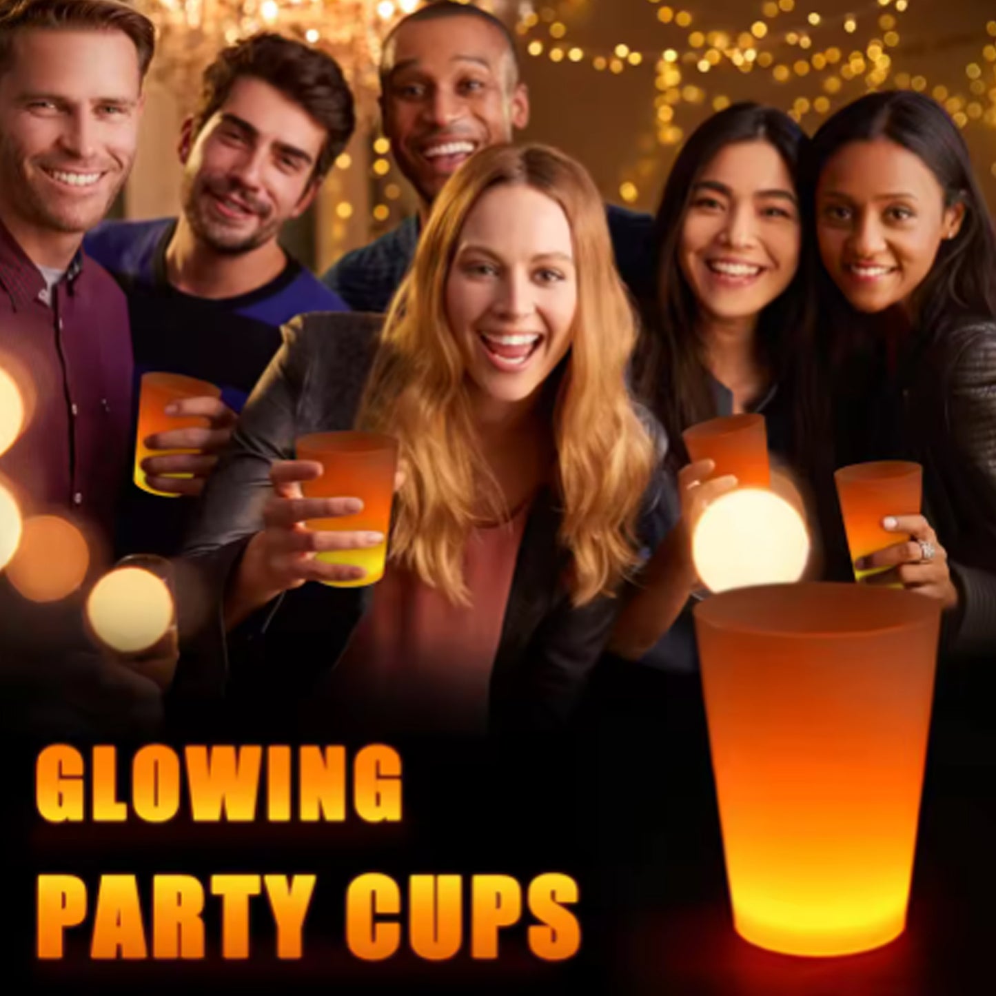 Orange Plastic Glow in The Dark Party Cup (Neon Party)