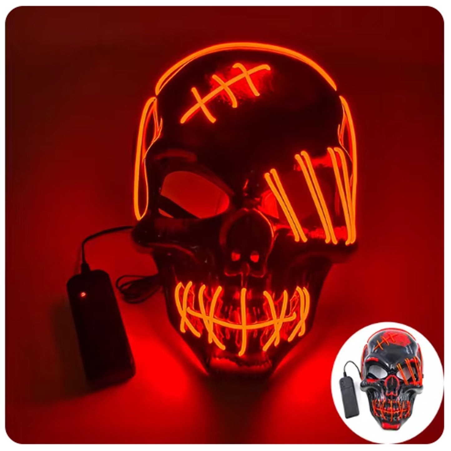 LED Orange Light up Skull Mask