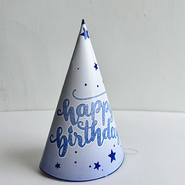 Blue Happy Birthday Printed Cone Hat