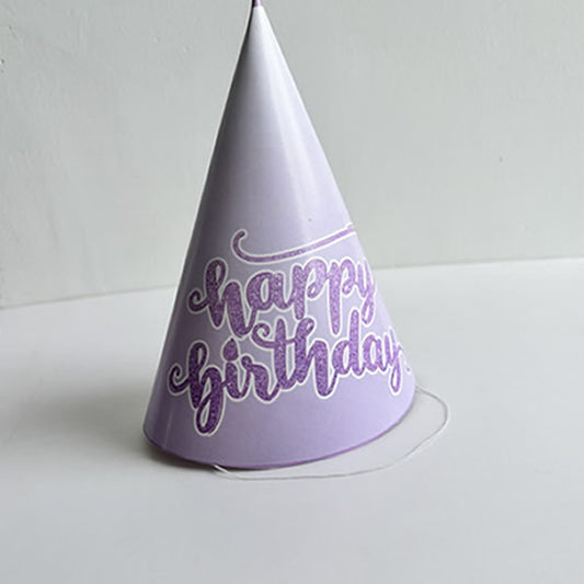 Purple Happy Birthday Printed Cone Hat