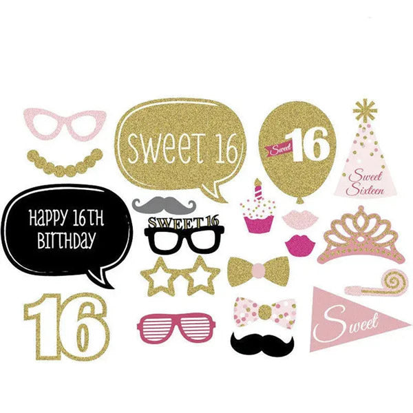 Gold  16th Birthday Photo Props