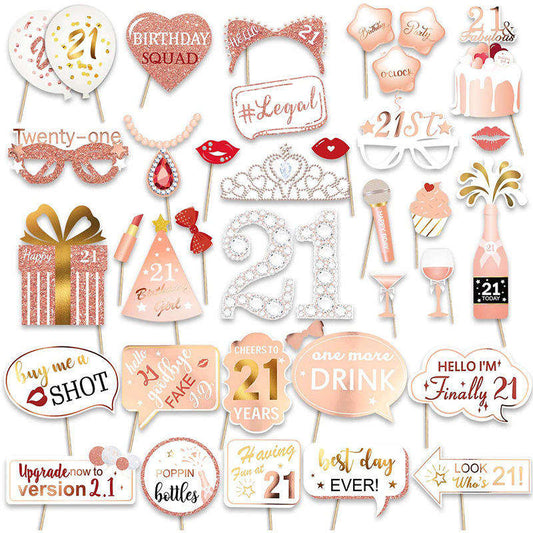 Rose Gold  21st Birthday Photo Props