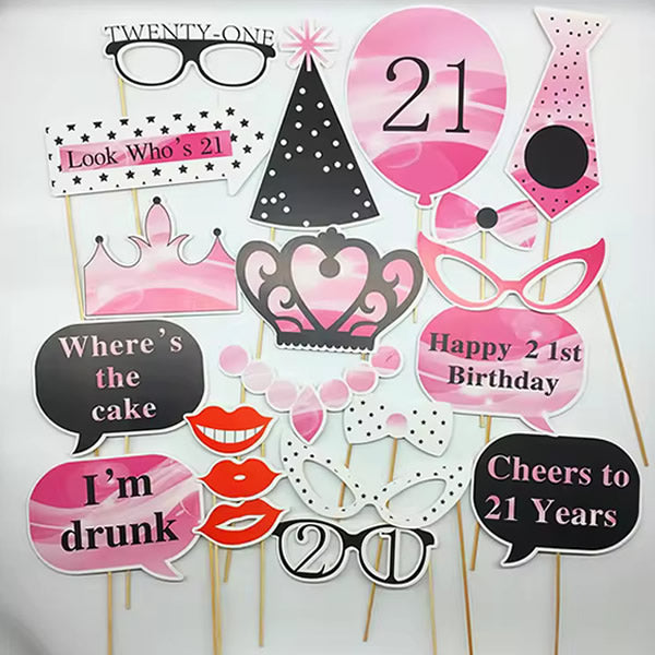 Pink 21st Birthday Photo Props