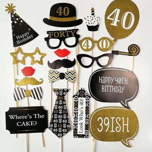 Gold  40th Birthday Photo Props