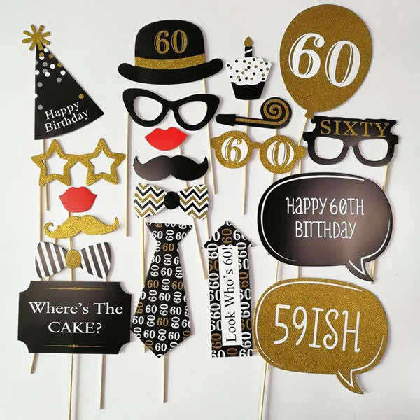 Gold 60th Birthday Photo Props