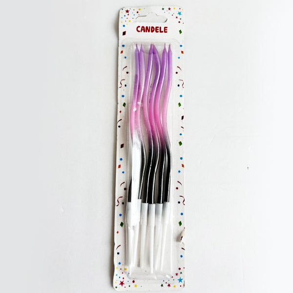 Pink and Purple Twisted Tri-Colour Curved Candles