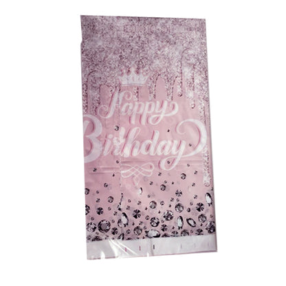 Pink Plastic Tablecover With Glittery Desgn