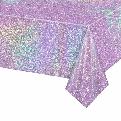 Purple Plastic Tablecover With Glittery Design