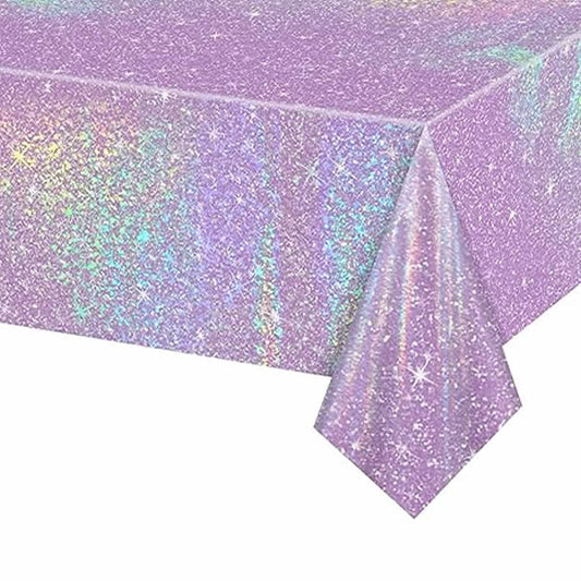 Purple Plastic Tablecover With Glittery Design