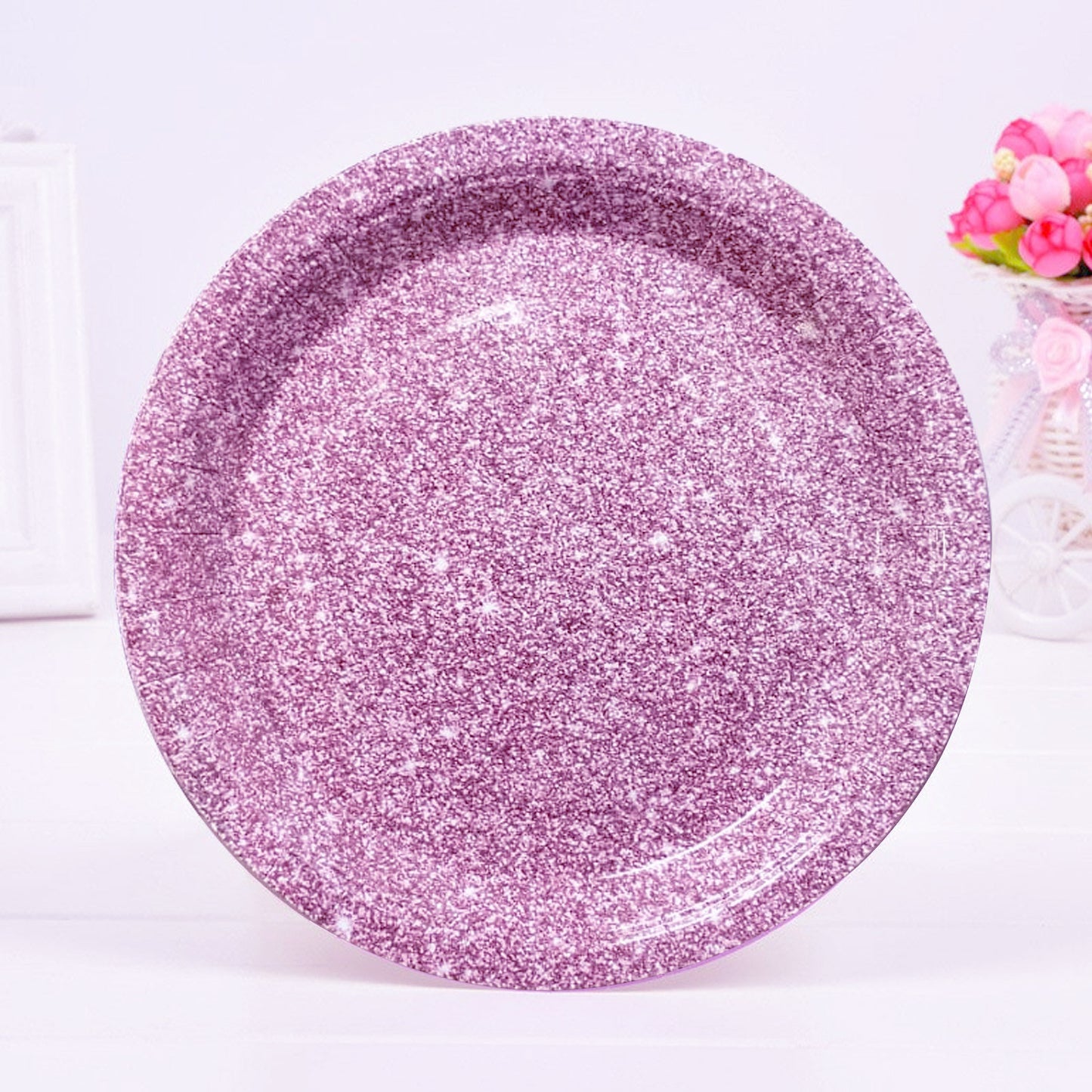 Purple Glitter Paper Plates