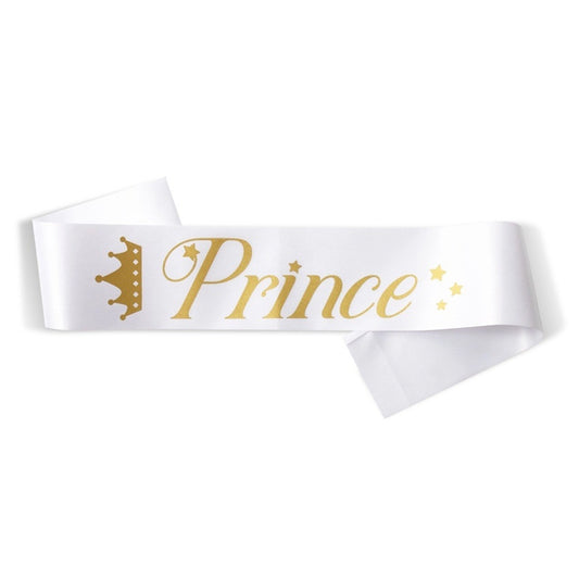 Prince White Sash With Gold Text