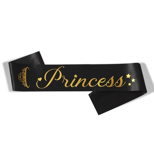 Princess Black Sash With Gold Text