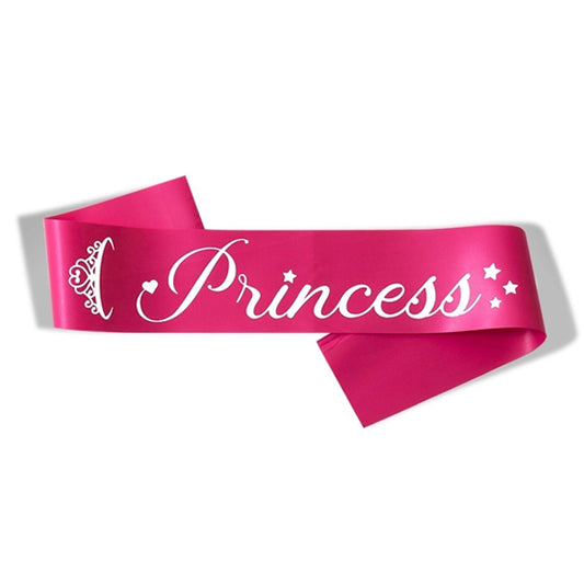Princess Hot Pink Sash With White text