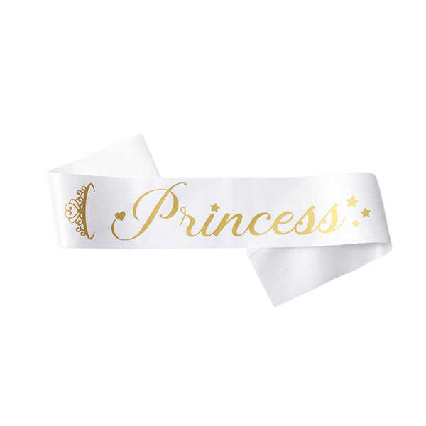 Princess White Sash Gold Text