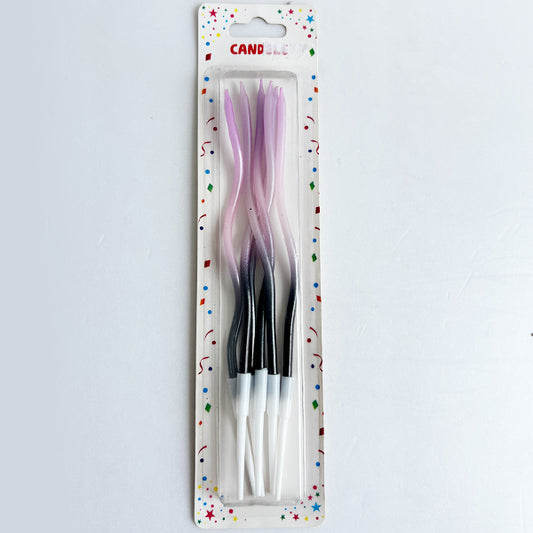 Pastel Purple and Pink Twisted Tri-Colour Candles