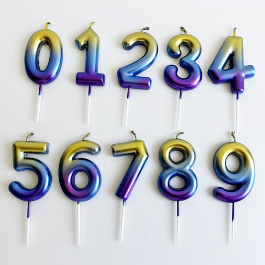 Rainbow Shaded Number Candle