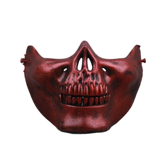 Red Skeleton Demon Mask Realistic Half Face Mask