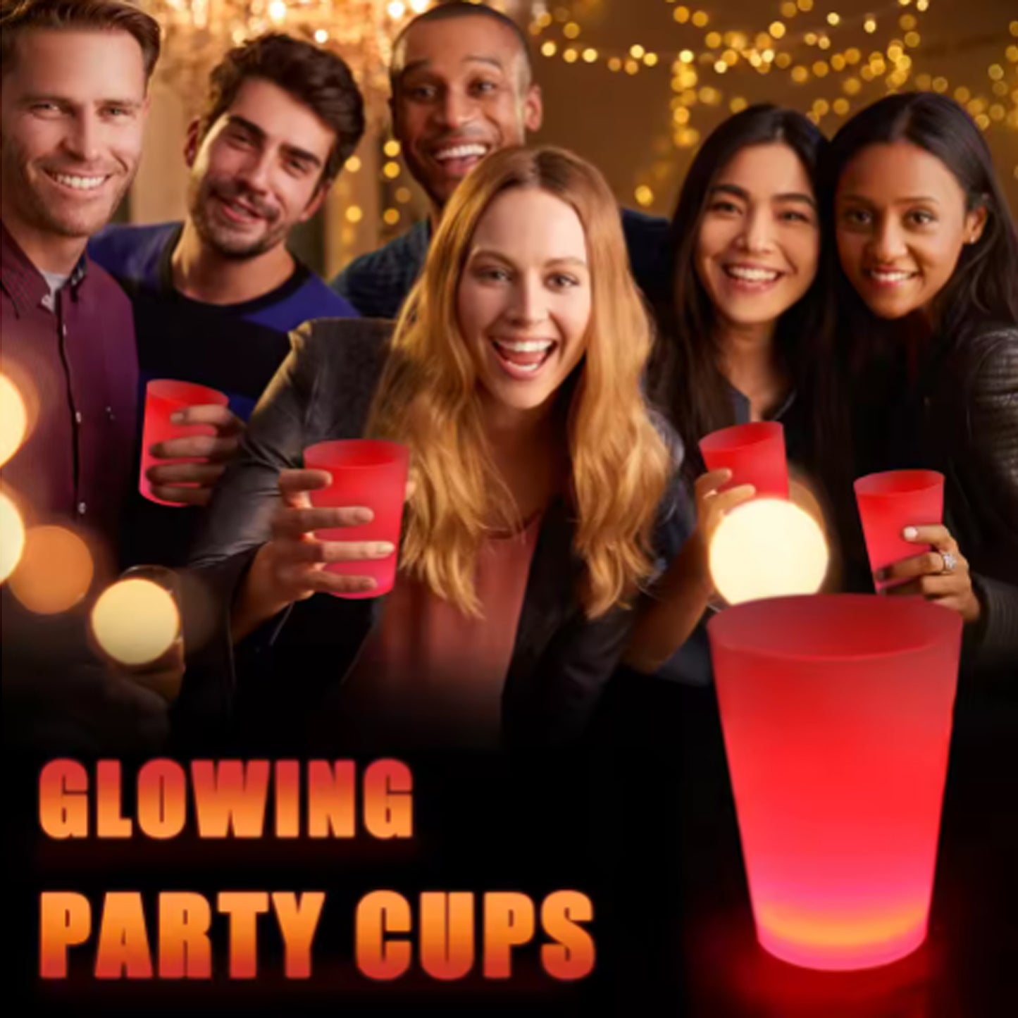 Red Plastic Glow in The Dark Party Cup (Neon Party)