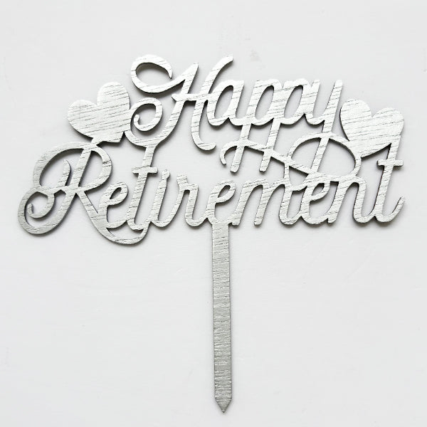 Retirement Cake Topper Silver