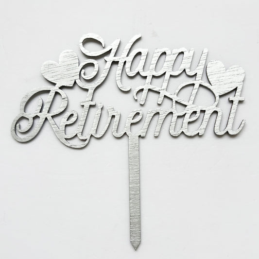 Retirement Cake Topper Silver