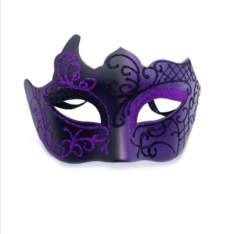 Retro Painted Masquerade Mask Purple