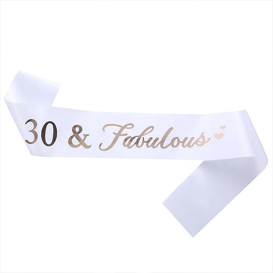 30 & Fabulous White Sash