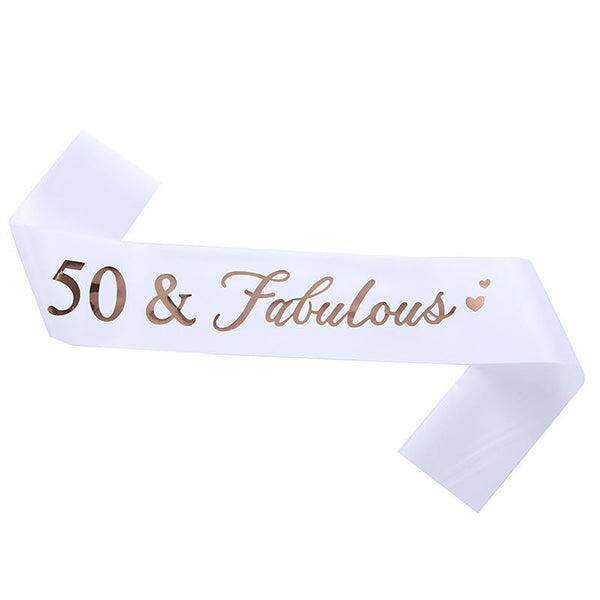50 & Fabulous White Sash
