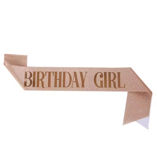 Sash Birthday Girl Glitter Rose Gold
