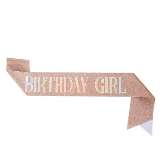 Sash Birthday Girl Glitter Rose Gold