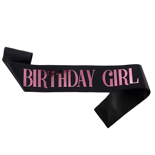 Sash Birthday Girl black with rose gold text
