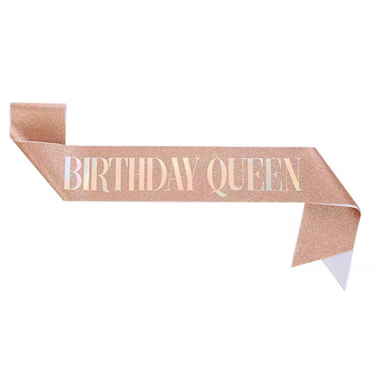 Birthday Queen Glitter Rose Gold Sash