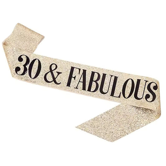 30 & Fabulous Glitter Gold Sash