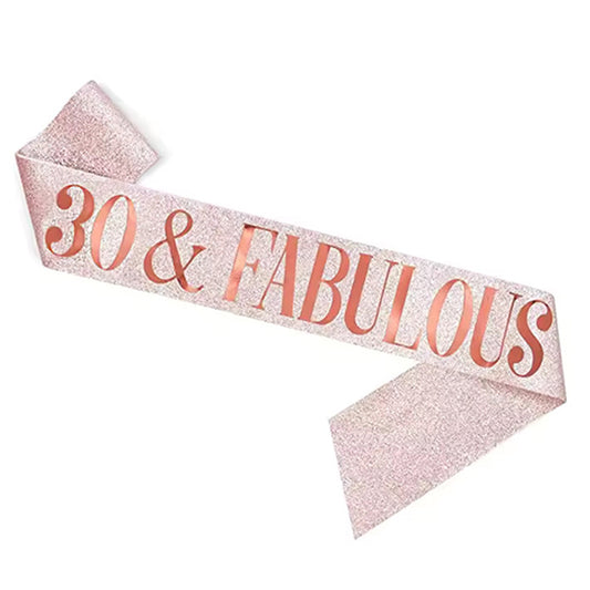 30 & Fabulous Rose Gold Glitter Sash