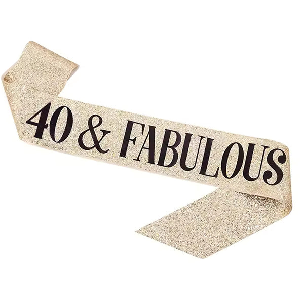 40 & Fabulous Glitter Gold Sash