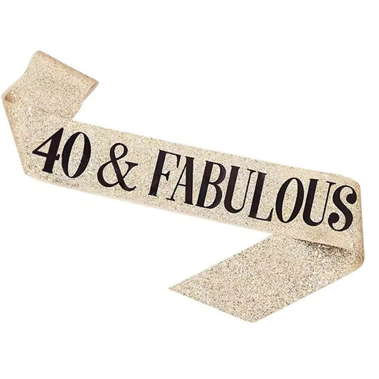 40 & Fabulous Glitter Gold Sash