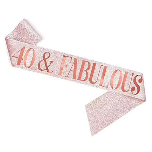 40 & Fabulous Rose Gold Glitter Sash