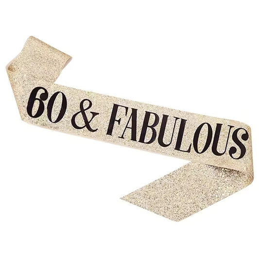 60 & Fabulous Glitter Gold Sash
