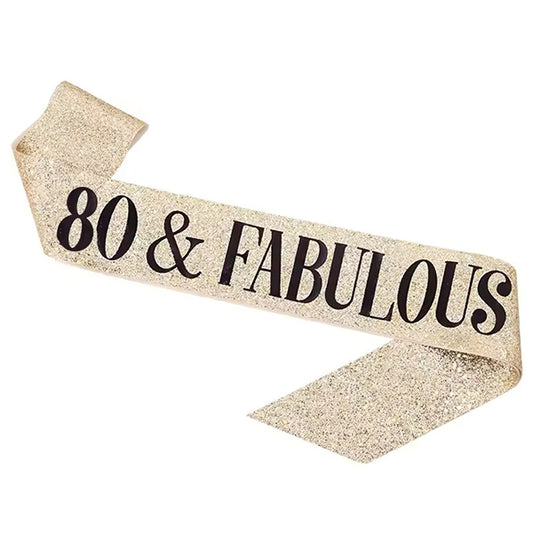 80 & Fabulous Glitter Gold Sash