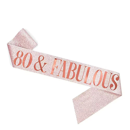 80 & Fabulous Rose Gold Glitter Sash